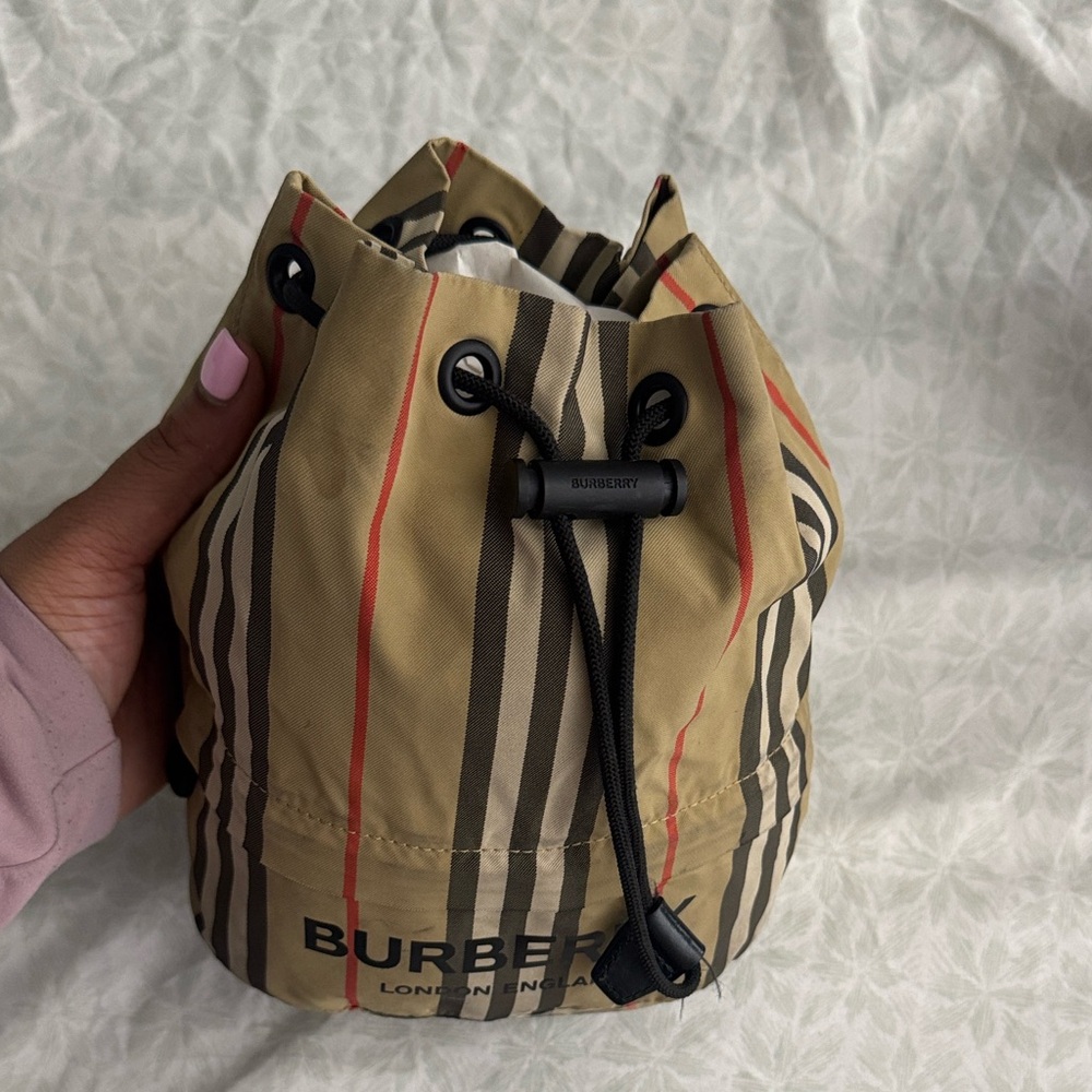Burberry Phoebe Heritage Stripe Bucket Bag